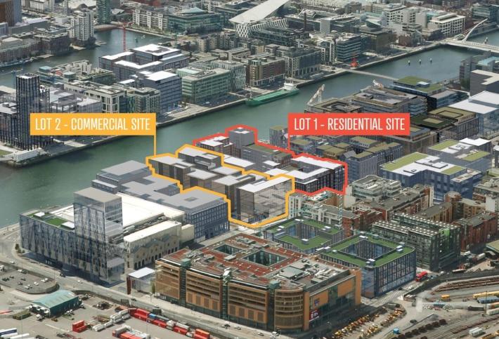Artist's rendering of how the commercial and residential elements of Project Waterfront will fit into their surroundings