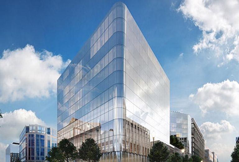 Rendering of the under-constructionConrad Hotel in CityCenter DC, being developed by Hines and Qatari Diar.