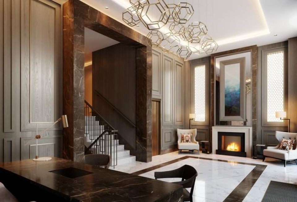 The concierge reception lobby in the private residents' suite at Lansdowne Place