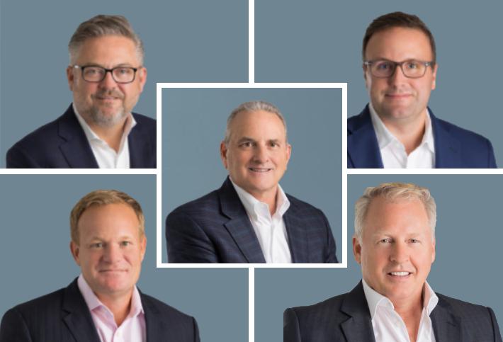 From top left: Robert Given, Zach Sackley, Troy Ballard, Calum Weaver and Brad Capas CBRE from Cushman and Wakefield