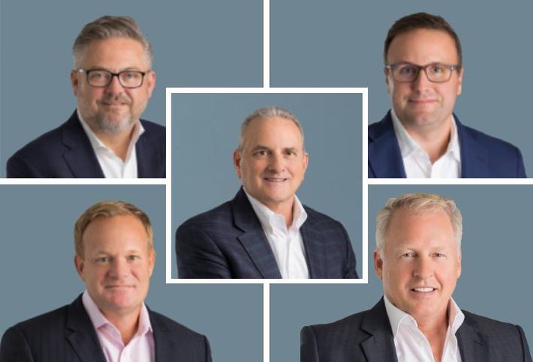 From top left: Robert Given, Zach Sackley, Troy Ballard, Calum Weaver and Brad Capas CBRE from Cushman and Wakefield