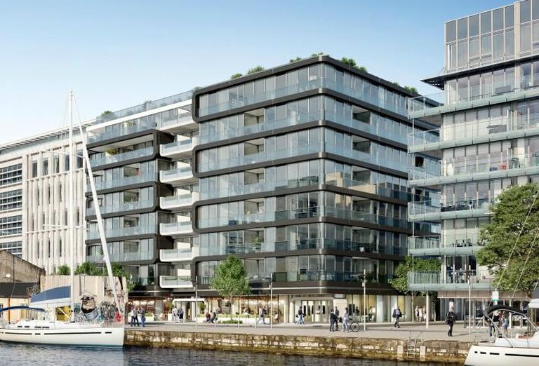 CGI of 6 Hanover Quay, a build-to-rent scheme being developed by Cairn Homes, and bought by Carysfort Capital
