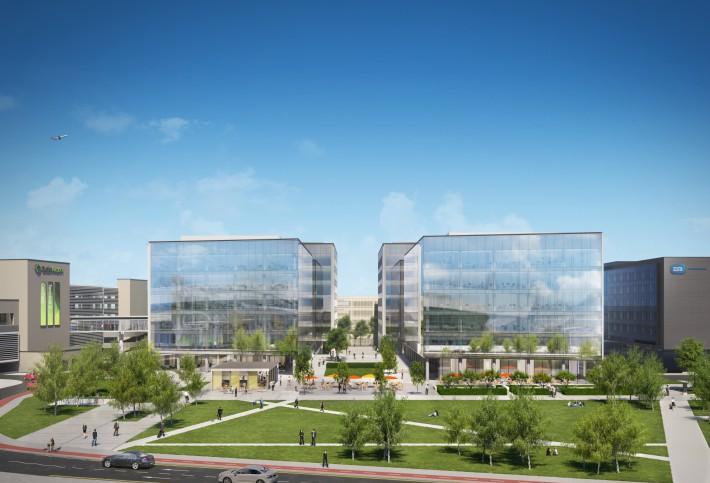 CGI of blocks Two and Three at Dublin Airport Central