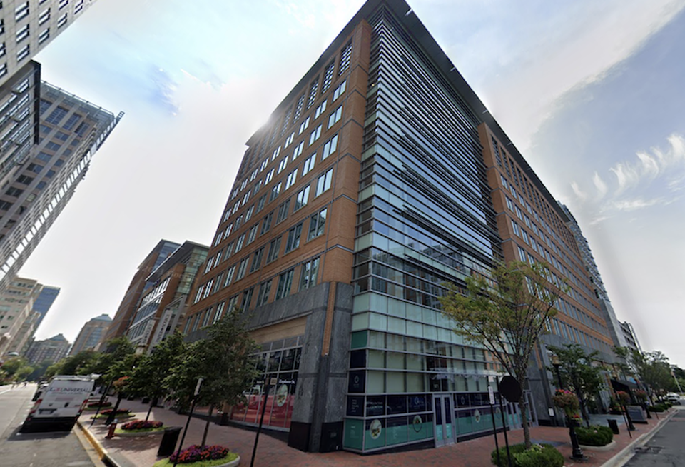 The office building at 1875 Explorer St. in the Reston Town Center development.