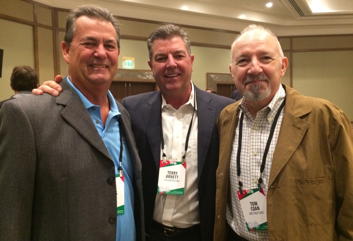 Steve Grimes, Terry Arnett and Tom Coan at Bisnow 2017 San Diego Outlook event.