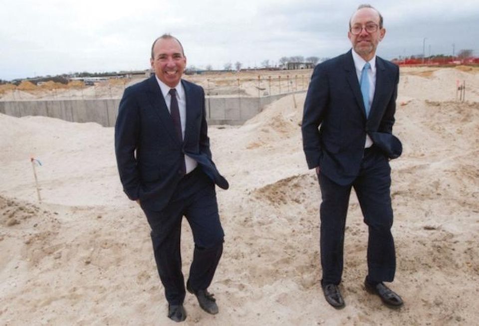 Gregg and Mitchell Rechler at Hampton Business District site
