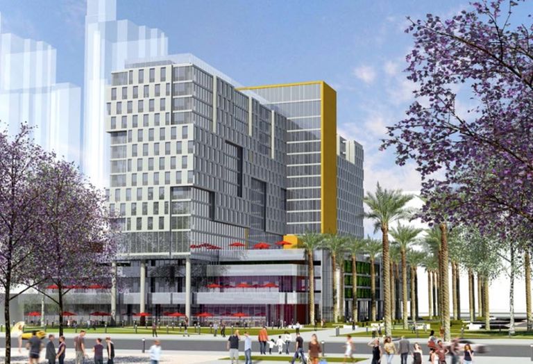Pictured is Portman Holding's BRIC dual-brand Marriott and Lane Park.