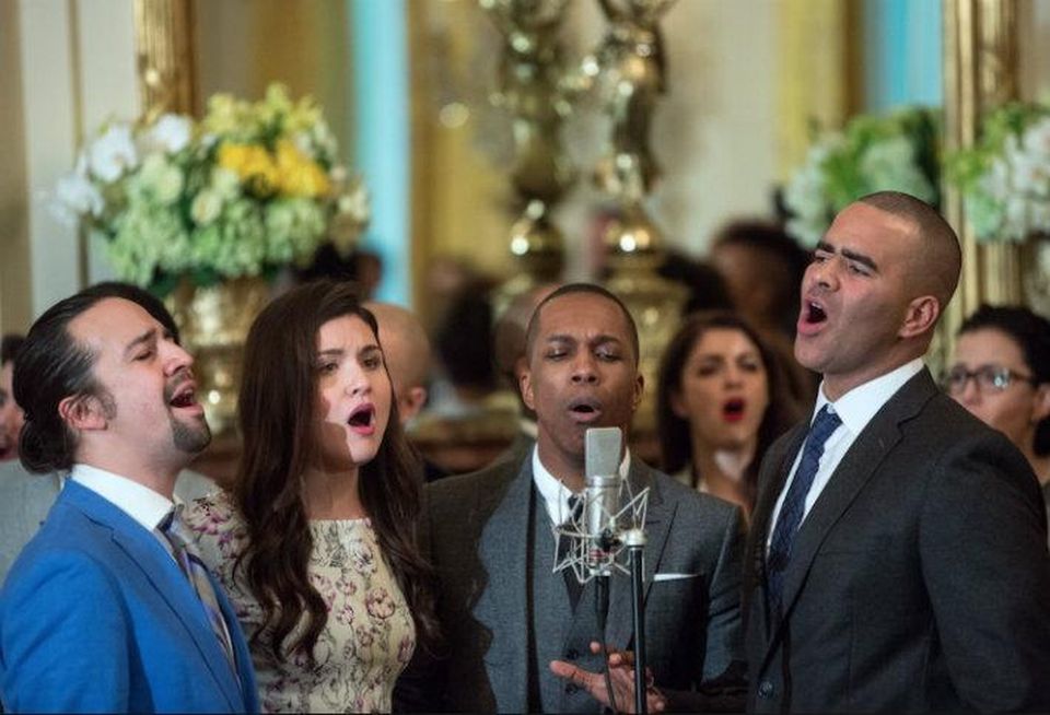 Cast members of Hamilton performing at the White House.