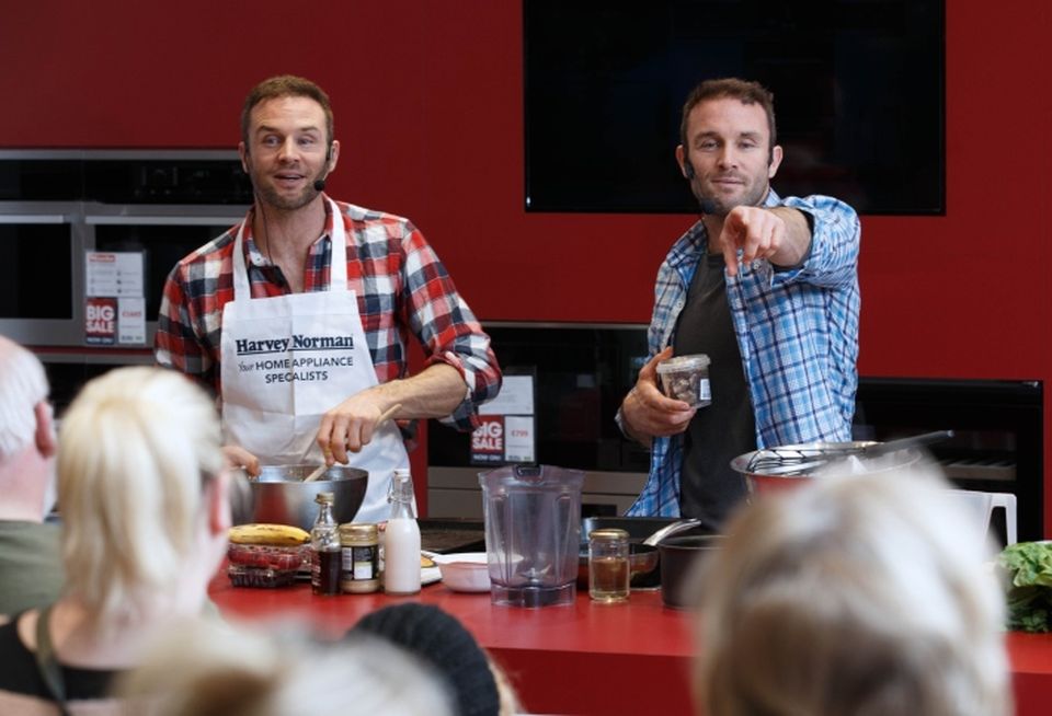 Happy Pear twins giving a live demonstration in Harvey Norman's Tallaght store