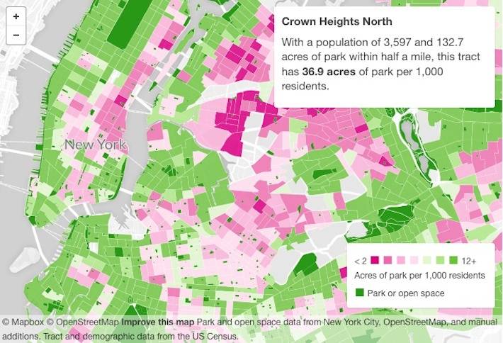 Mapped: How Much Park Space Does Your 'Hood Have?