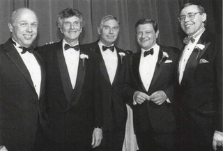 Former REBNY President Richard M. Rosan, past REBNY Chairman Bernard H. Mendik, former REBNY President D. Kenneth Patton, past REBNY Chairman Jerry Speyer and REBNY President Emeritus Steven Spinola together at a past REBNY gala