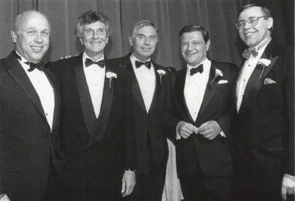 Former REBNY President Richard M. Rosan, past REBNY Chairman Bernard H. Mendik, former REBNY President D. Kenneth Patton, past REBNY Chairman Jerry Speyer and REBNY President Emeritus Steven Spinola together at a past REBNY gala