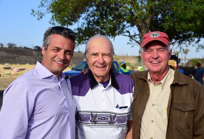 Sudberry's Marco Sessa, Ron Grant of Alta Co, and Tom Sudberry during the 2016 Arbor Day tree-planting event at Civita.