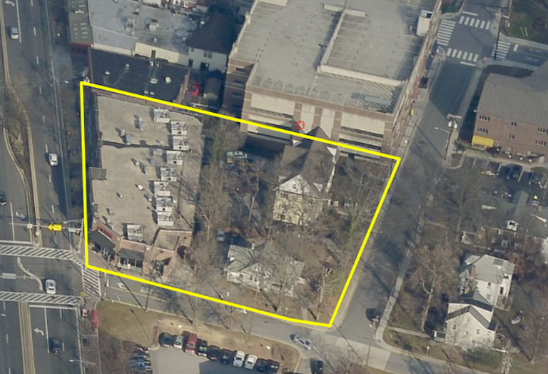 An aerial view of the site where Greenhill Companies plans to build the Terrapin House project. 