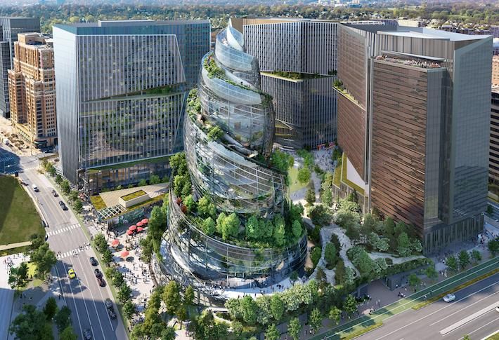 A rendering of Amazon's plans for the PenPlace portion of HQ2. 