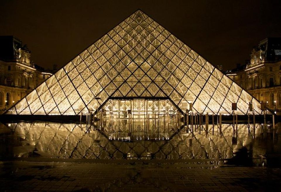 The glass pyramid at the Louvre in Paris