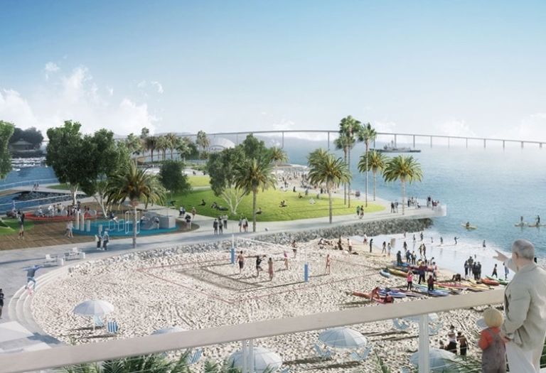 A beach will be created at Embarcadero Marina Park