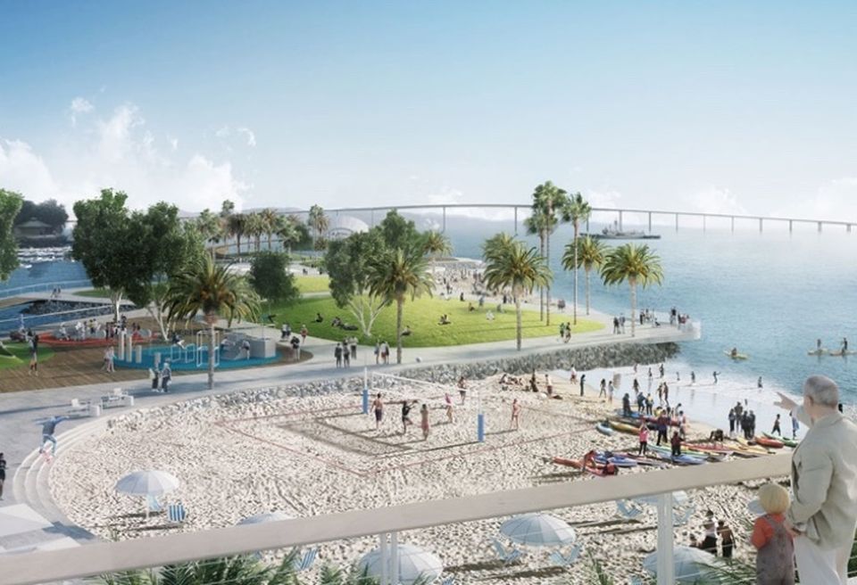 A beach will be created at Embarcadero Marina Park