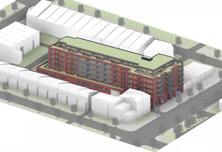 A rendering of the 99-unit project planned at 4618 14th St. NW. 
