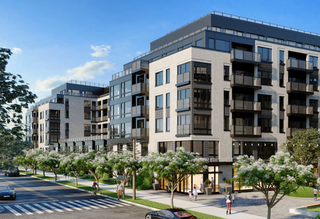 A rendering of Hanover's two-building project at 3135 and 3201 8th St. NE.