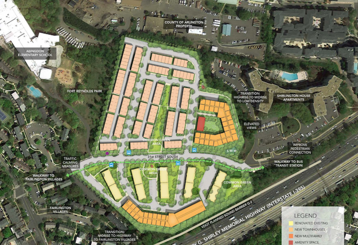 A site plan of the planned 717-unit Park Shirlington redevelopment