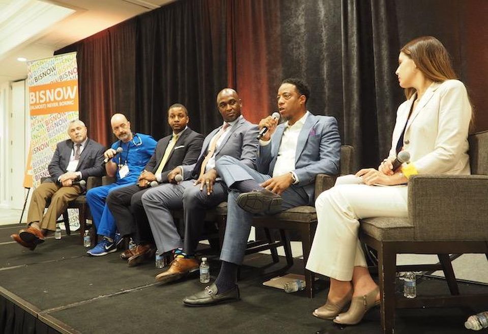 DPR Construction's John Anania, Doctors To You's Dr. Ernest Brown, Howard University College of Medicine's Michael Crawford, WSP's Gary Hamilton, Ergo OccMed's Dr. Courtland Wyatt and Kimball Health's Sheri Hurley