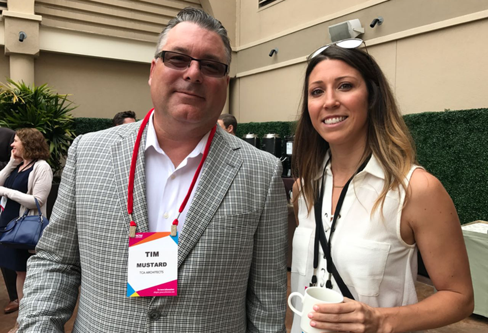 Tim Mustard of TCA Architects with Katie Morris at the San Diego Development & Construction Forum.