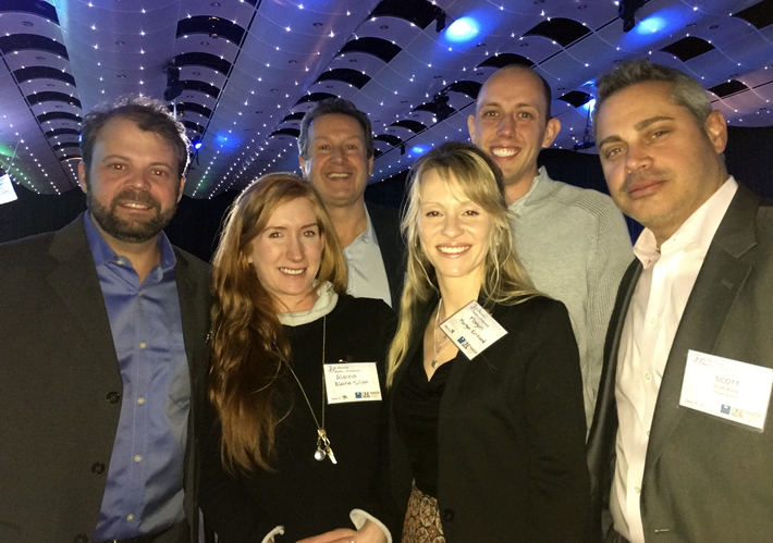 Snapped at the recent NAIOP 2017 Awards of Excellence, which Bisnow attended: (back) Jim Allen and Tim Masters, TJC Consultants; Eric Combs, D2C Architects; Scott Kiere, Urban Green Development; (front) Alaina Silva and Morgan Kirtland, Urban Green Development.