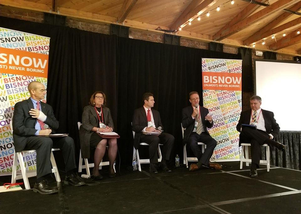 Northern Kentucky Tri-County Economic Development Corp. President and CEO Dan Tobergte, The Catalytic Fund President and CEO Jeanne Schroer, Terrex Development & Construction Principal and Co-Founder Tom Rowe, CBRE Managing Director Kevin Schutte, and Partner Engineering Relationship Manager Bob Knight, who moderated.