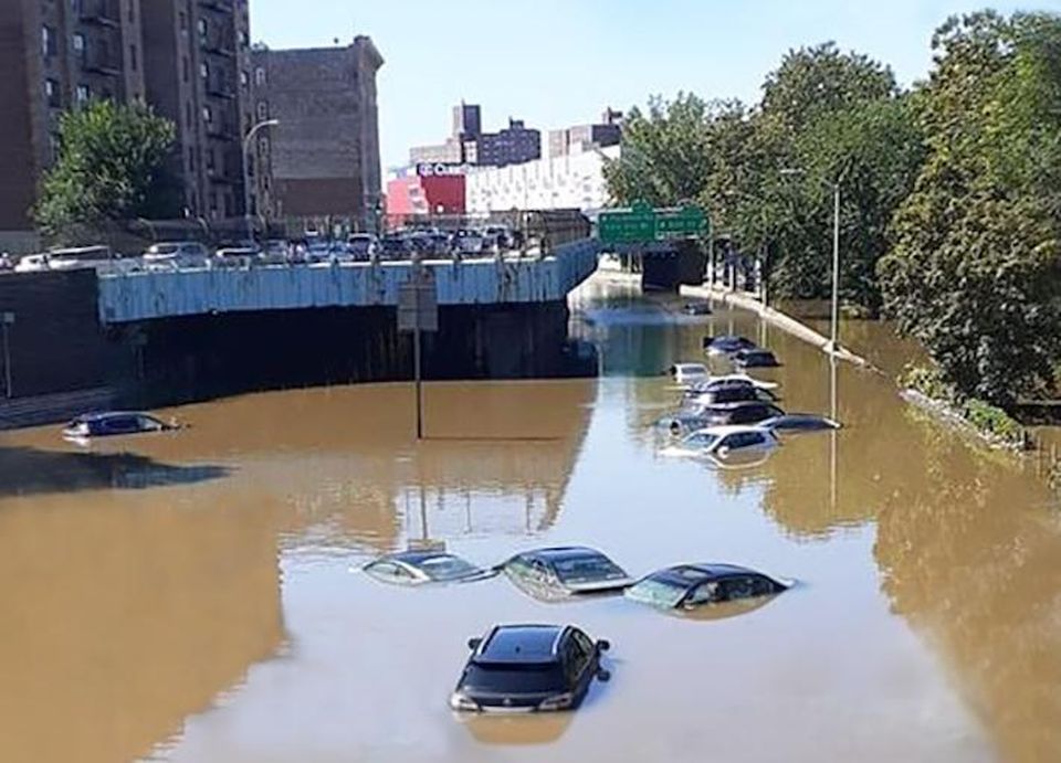 Flooding on the Major Deegan Highway in the Bronx during Hurricane Ida