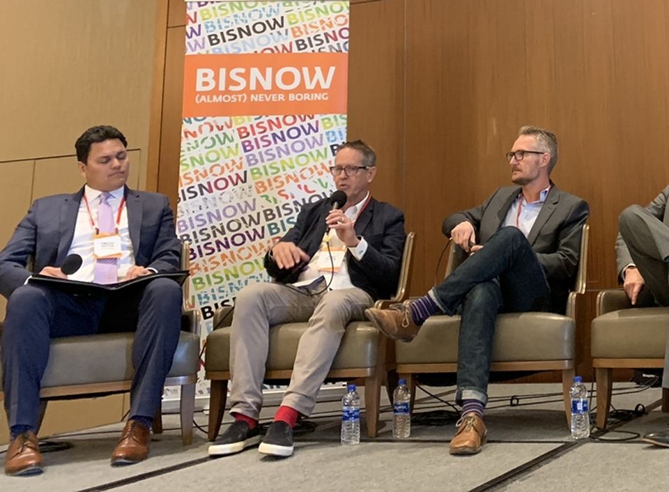 Allen Matkins Partne Timothy Hutter, who moderated, AVRP Skyport CEO Doug Austin and McCullough Landscape Principal David McCullough.