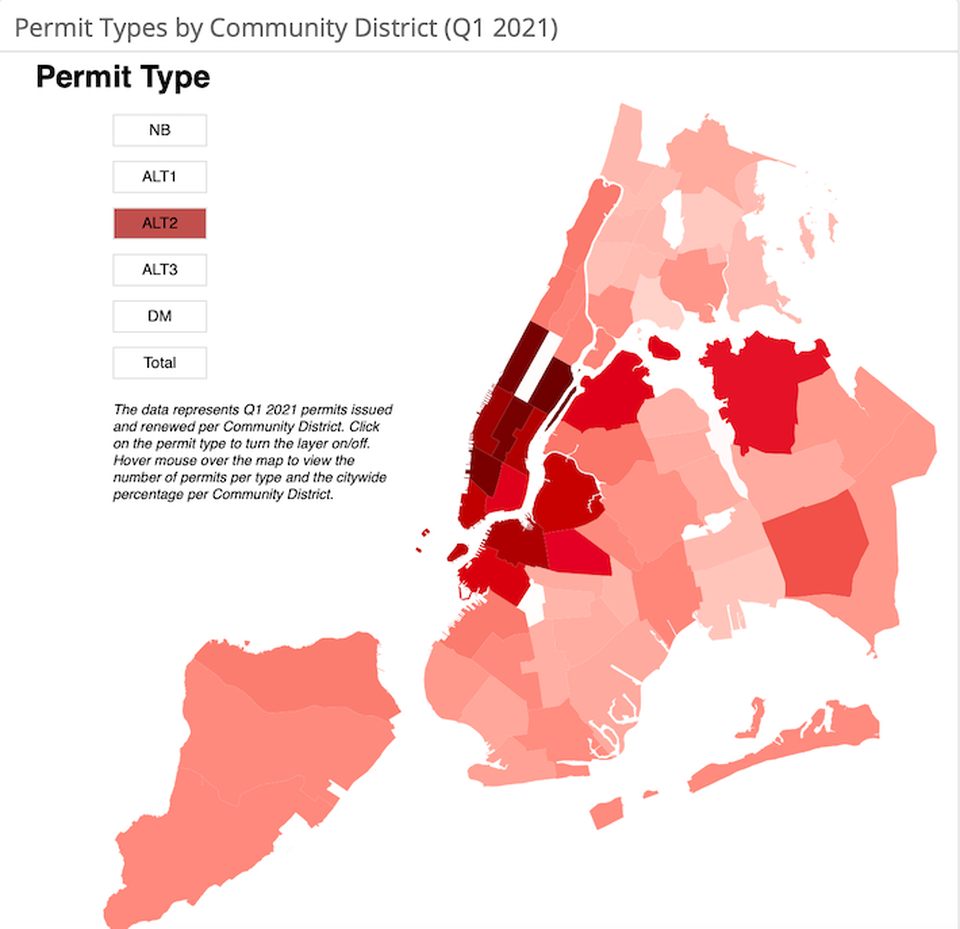 Permit Map for Q1 NYC
