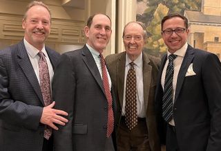 New Horning CEO Jamie Weinbaum (right) with Horning Chairman Joseph Horning III, outgoing CEO David Roodberg and founder Joe Horning.
