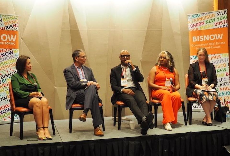 Moya Design Partners' Paola Moya, OTJ Architects' Gary Martinez, Smith Group's Dayton Schroeder, Determined by Design's Sequoyah Hunter-Cuyjet and Hoffman & Associates' Martiena Schneller.
