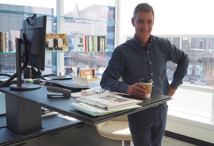 Federal Realty CEO Don Wood in the corner office of the company's new headquarters. 