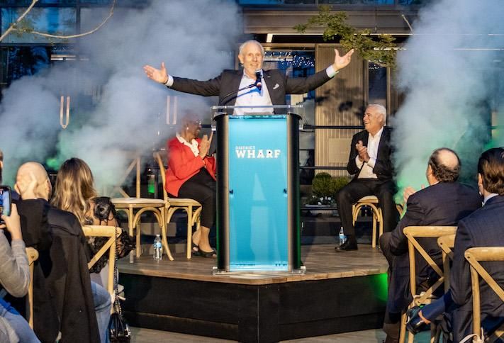 Hoffman & Associates Chairman Monty Hoffman celebrating The Wharf's Phase 2 grand opening Wednesday, Oct. 12. 