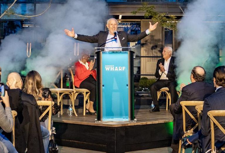 Hoffman & Associates Chairman Monty Hoffman celebrating The Wharf's Phase 2 grand opening Wednesday, Oct. 12. 