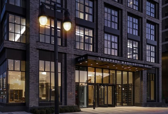 The entrance to the Thompson Washington D.C. hotel at The Yards