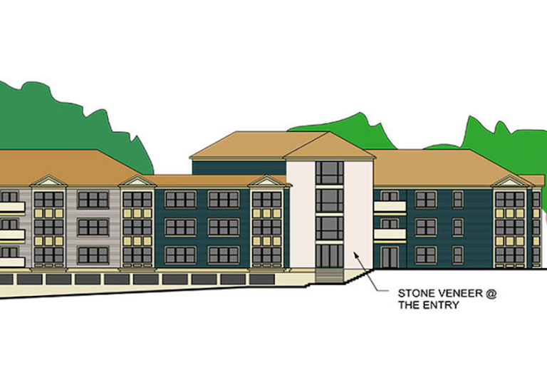 A sketch of the Skyview Condominium project planned at 3300 Brinkley Road in Temple Hills