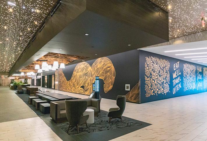 A seating area inside the former Macy's space at Tysons Galleria. 