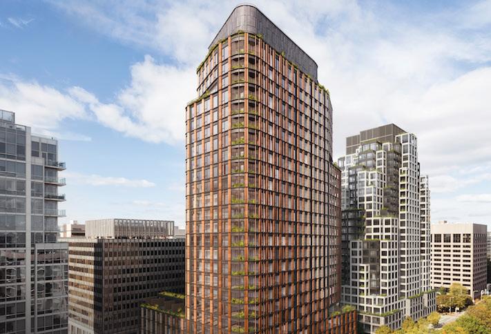 A rendering of the two-building, 808-unit project at 1900 Crystal Drive. 