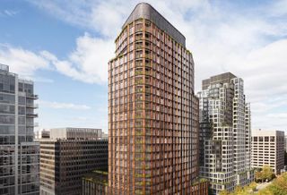 A rendering of the two-building, 808-unit project at 1900 Crystal Drive. 