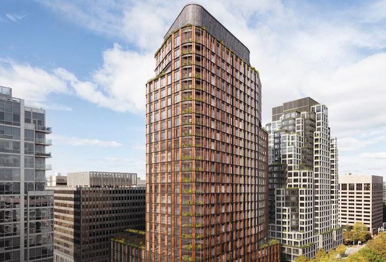 A rendering of the two-building, 808-unit project at 1900 Crystal Drive. 