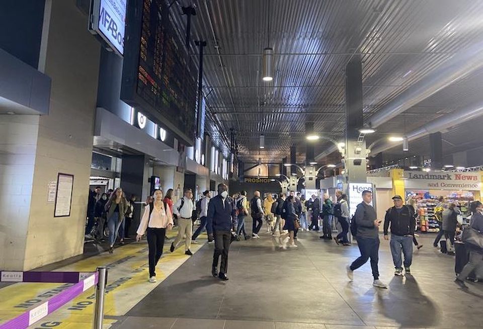 Commuters at North Station on their way to work.