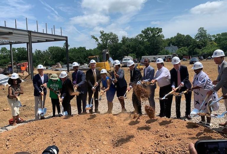 The Skyland Town Center development team, joined by Mayor Muriel Bowser and other D.C. officials, breaking ground on the next phase. 