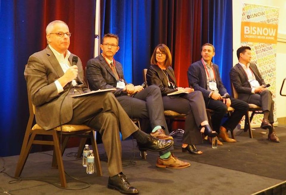 CoStar's Michael Cohen, Cube 3's Brian O'Connor, Bozzuto's Nancy Goldsmith, Noannet Group's Jordan Warshaw and WhyHotel's Will Hu