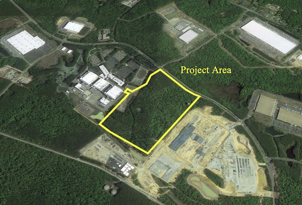 The site where QTS is adding 1.5M SF of new data center space to its existing campus in Henrico County, Virginia.