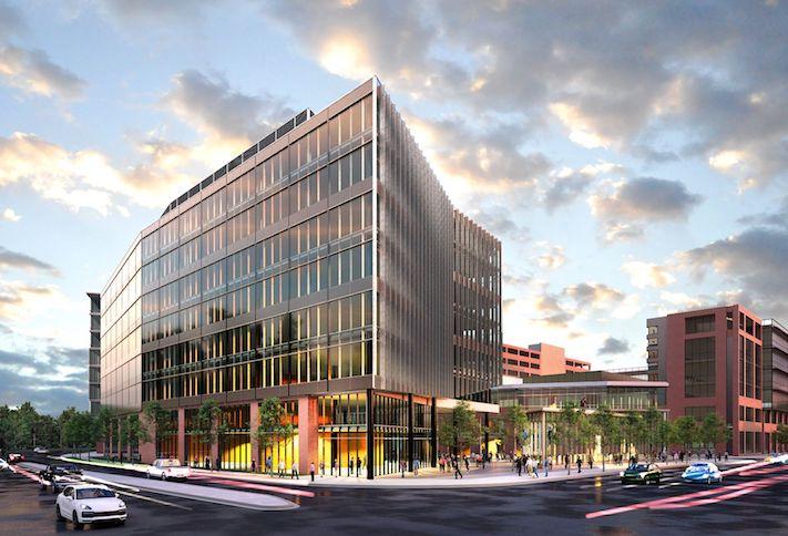A rendering of the mixed-use project Brandywine plans to build in College Park's Discovery District. 