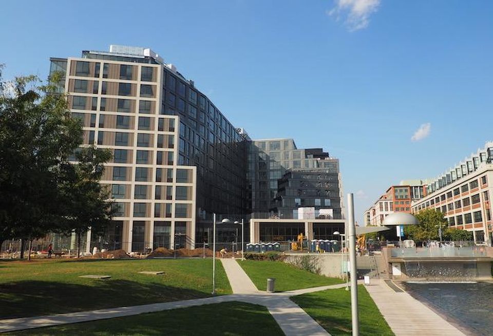 Construction nearing completion at The Estate apartment building at The Yards, photographed Oct. 2 