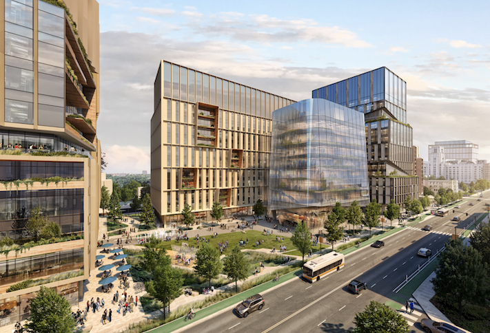 A rendering of Skanska's plans for a mixed-use project at 305 Brookline Ave. on the Simmons University campus. 